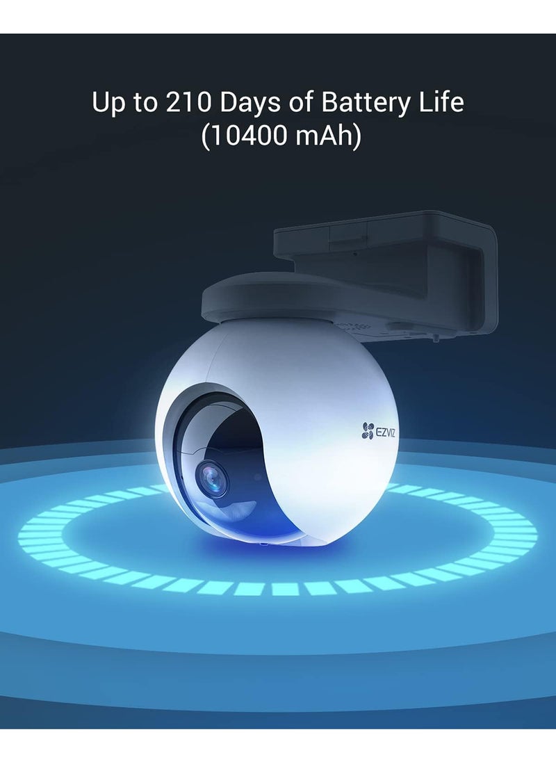 EZVIZ - كاميرا أمان CB8، كاميرا واي فاي 2K CCTV مع بطارية، كاميرا IP خارجية خالية من الأسلاك مع صوت ثنائي الاتجاه، مقاومة للماء، PIR، كشف الحركة البشرية الذكية، عرض 360 درجة، تعمل مع اللوحة الشمسية وأليكسا - Image 1
