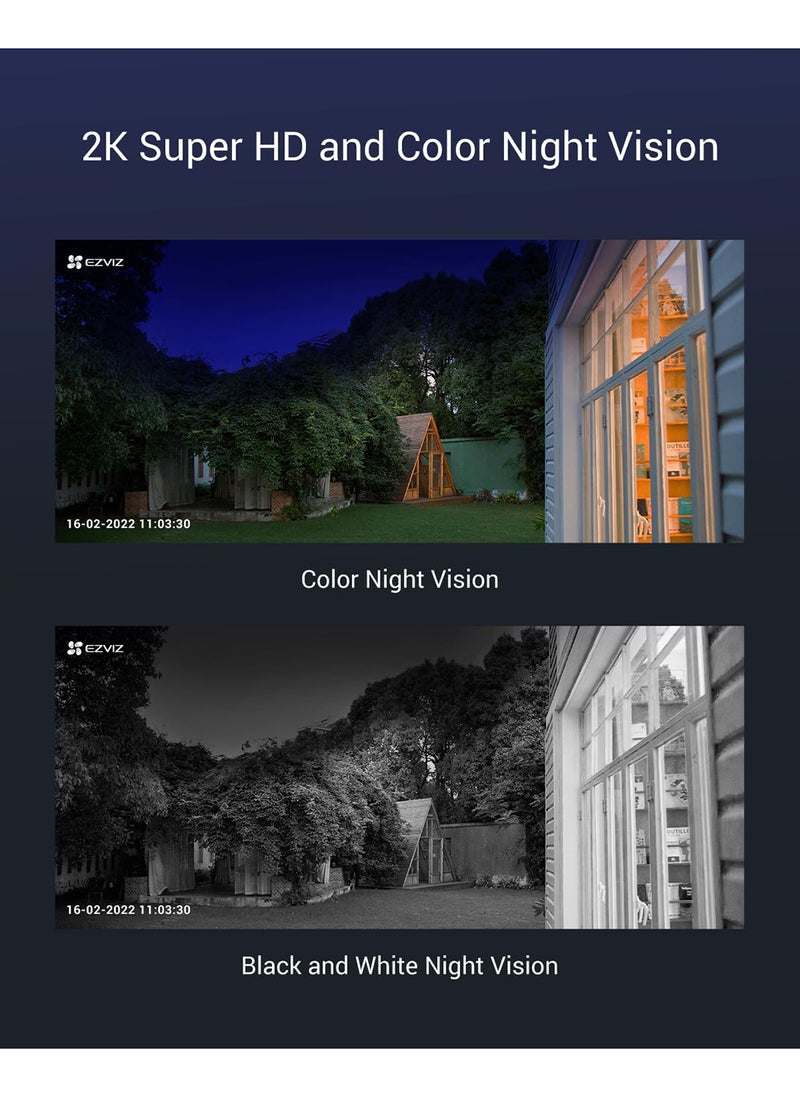 EZVIZ - كاميرا أمان CB8، كاميرا واي فاي 2K CCTV مع بطارية، كاميرا IP خارجية خالية من الأسلاك مع صوت ثنائي الاتجاه، مقاومة للماء، PIR، كشف الحركة البشرية الذكية، عرض 360 درجة، تعمل مع اللوحة الشمسية وأليكسا - Image 1