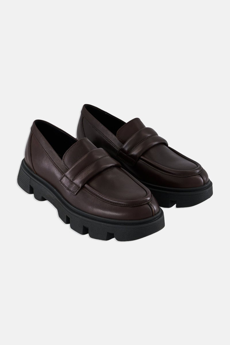 GEOX Women D Vilde C Slip On Chunky heel Casual Shoes, Dark Coffee  - Image 1