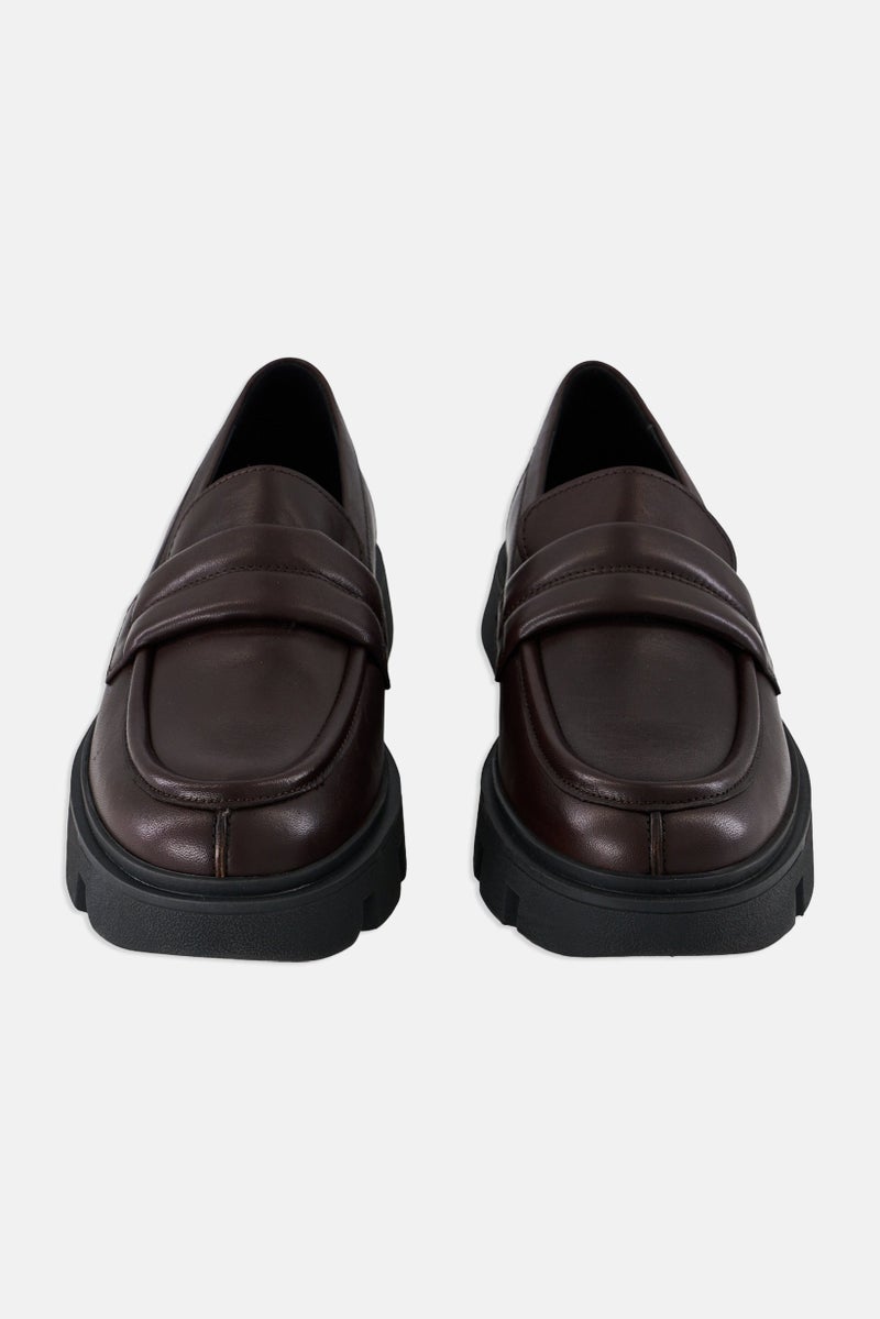 GEOX Women D Vilde C Slip On Chunky heel Casual Shoes, Dark Coffee  - Image 4
