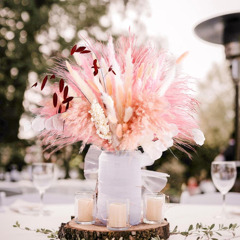NT NIETING N&T NETING 85Pcs Pink Pampas Grass Decor, Natural Dried Floral Pampas Grass, Boho Home Decor, Fluffy Dried Pompas Grass for Home Wedding Boho Beach Theme Bedroom Decor - Image 2