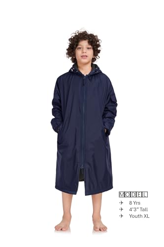 Adoretex Unisex Waterproof Swim Parka, Quick-dry Warm Coat Water Sports Jacket for Adults & Kids-PK005-Navy/Black-YM - Image 5
