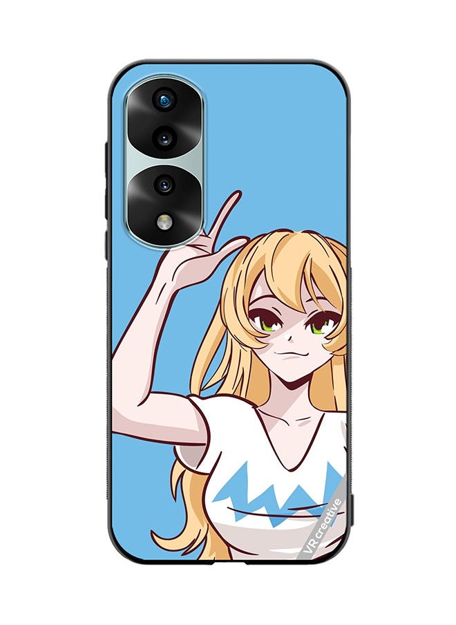 VR CREATIVE Protective Case Cover For Honor 70 Pro Anime Girl Waving Hand Design Multicolour  - Image 1