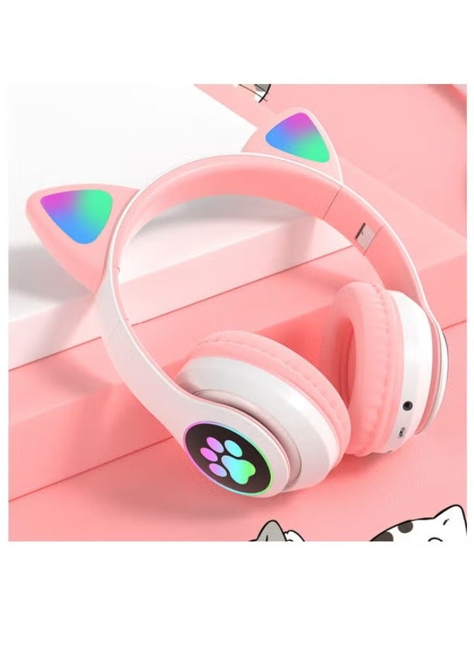 إيزي سو سماعة رأس قابلة للطي بتصميم أذني قطة متعدد الألوان