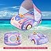 BOffer Baby Pool Float with Canopy PVC Baby Swim Float with Sun Shade Cover 3D Car Toddler Pool Float Swimming Floats Seat Boat for 1218 1224 Months Age 23 3 Years Pink Canopy - Image 4