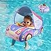 BOffer Baby Pool Float with Canopy PVC Baby Swim Float with Sun Shade Cover 3D Car Toddler Pool Float Swimming Floats Seat Boat for 1218 1224 Months Age 23 3 Years Pink Canopy - Image 3