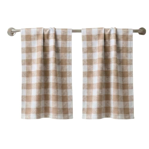 Athom Trendz Athom Living Ecosaviour Premium Cotton Bath Towel Beige Checkers (Pack of 2) - Image 2