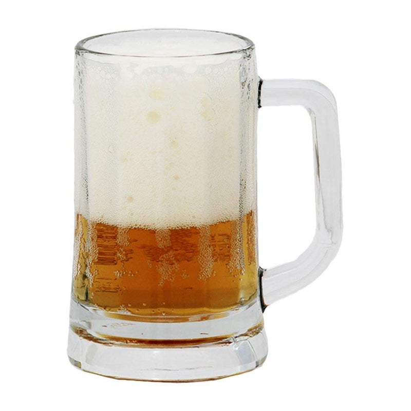 Yera Glass Beer Mug capacity360 ml Each Set of 2 Transparent Glasses Suitable for Beer Water Juice etc Perfect for Home Restaurants and Parties