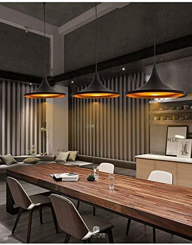 Improvhome Light Vintage Retro Hanging Ceiling Lamp Black Metal - Instrument Aluminum Chandeliers Fixture Light with E27 Bulb (Bulb Not Included) (Black) - Image 4