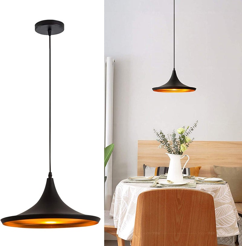 Improvhome Light Vintage Retro Hanging Ceiling Lamp Black Metal - Instrument Aluminum Chandeliers Fixture Light with E27 Bulb (Bulb Not Included) (Black) - Image 1