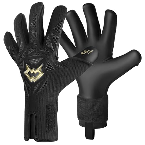 WVVOU Professional Goalkeeper Gloves for Adults and Youth Soccer Goalie Gloves Breathable Soccer Gloves High Performance Guantes De Portero with 4+3mm Sticky Super Grip Latex Palm (Black, 9) - Image 1