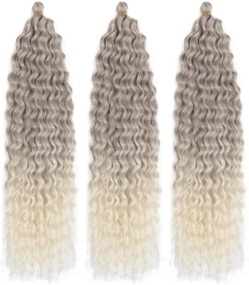 DSOAR Deep Twist Crochet Hair Hair Bundles Water Wave Synthetic Hair Extension Curly Braiding Ombre Curl Braiding Hairpiece, 22 Inch 3 Packs - Image 2