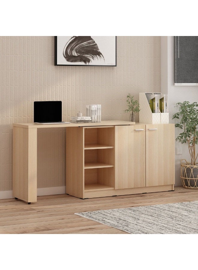 DANUBE HOME Guyana Desk With 2 Door And Shelves | Computer Table I Office Desk Workstation | Modern PC Laptop Gaming Table | Wooden Study Table For Home Office L120xW39.6xH75cm -Oak  - Image 1