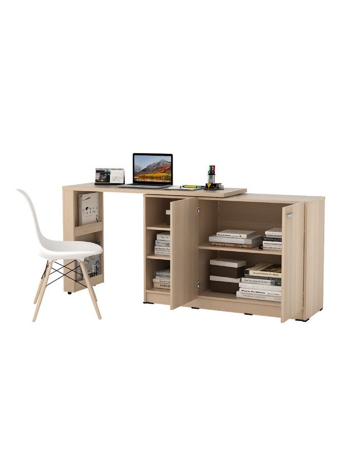 DANUBE HOME Guyana Desk With 2 Door And Shelves | Computer Table I Office Desk Workstation | Modern PC Laptop Gaming Table | Wooden Study Table For Home Office L120xW39.6xH75cm -Oak  - Image 3