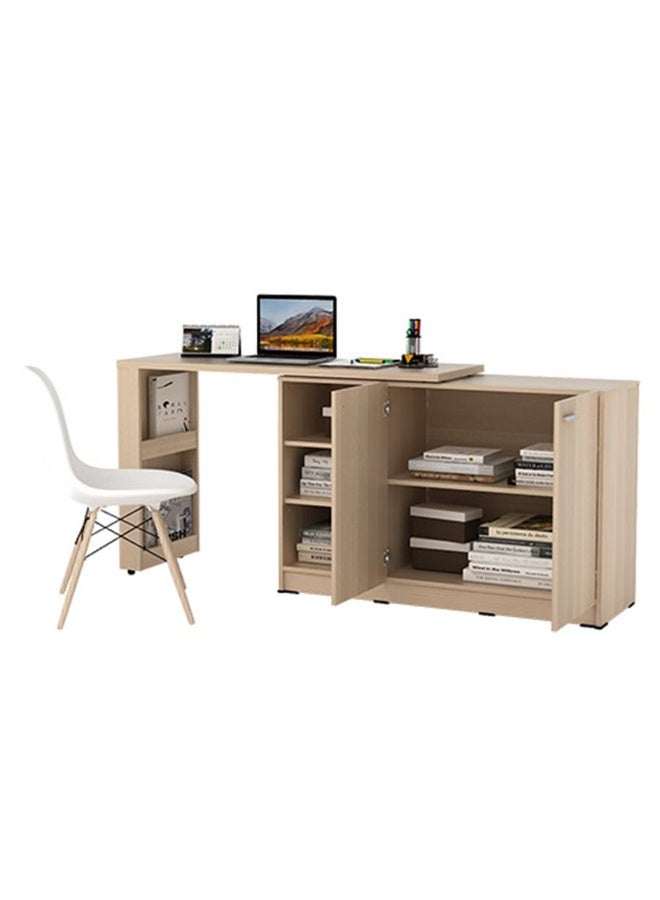 DANUBE HOME Guyana Desk With 2 Door And Shelves | Computer Table I Office Desk Workstation | Modern PC Laptop Gaming Table | Wooden Study Table For Home Office L120xW39.6xH75cm -Oak  - Image 2