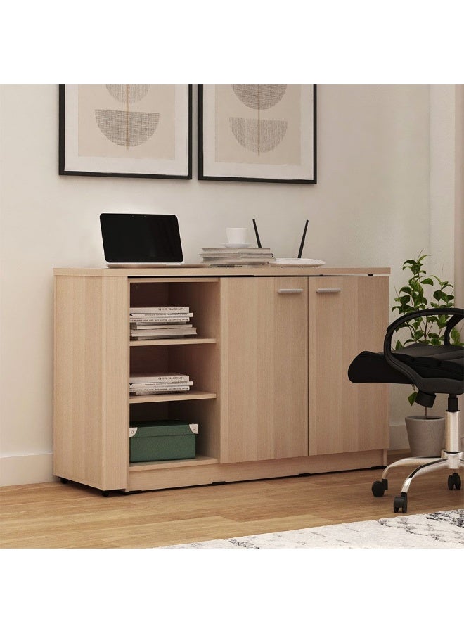 DANUBE HOME Guyana Desk With 2 Door And Shelves | Computer Table I Office Desk Workstation | Modern PC Laptop Gaming Table | Wooden Study Table For Home Office L120xW39.6xH75cm -Oak  - Image 4