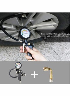 Generic Tyre Pressure Gauge 220 PSI Inflator with Air Compressor Valve Chuck for Heavy Duty Car Motorcycle Bicycle  - Image 3