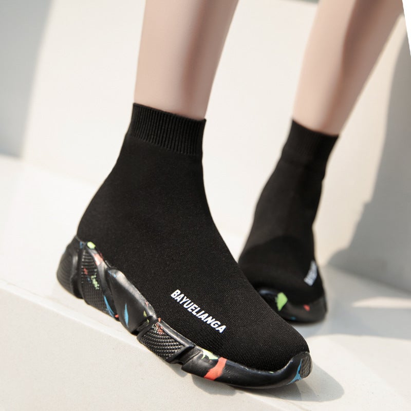 2022 Spring New Men'S Shoes Couples High Socks Shoes Breathable Korean Fly Woven Sports Casual Shoes Plus Size - Image 4