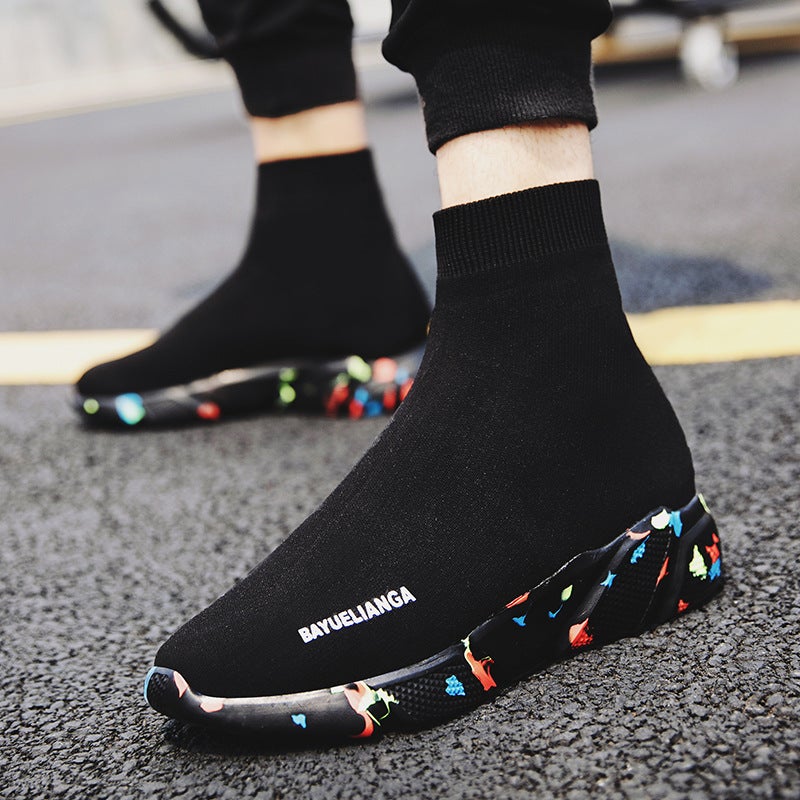 2022 Spring New Men'S Shoes Couples High Socks Shoes Breathable Korean Fly Woven Sports Casual Shoes Plus Size - Image 5