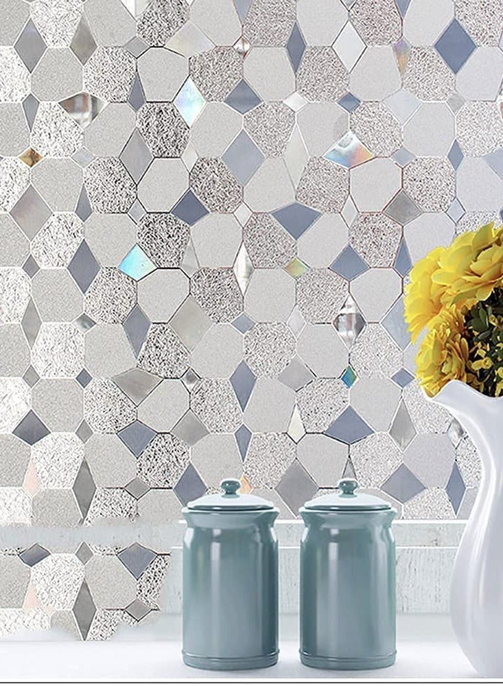 SOLARAE فيلم نافذة للخصوصية، أفلام خصوصية زخرفية ثابتة ثلاثية الأبعاد بدون لاصق للنوافذ الزجاجية، فيلم نافذة مزخرف في الحمام، الشرفة، الحمام، المكتب، الفندق (17.5 × 118 بوصة (0.445 × 3 م)) - Image 1