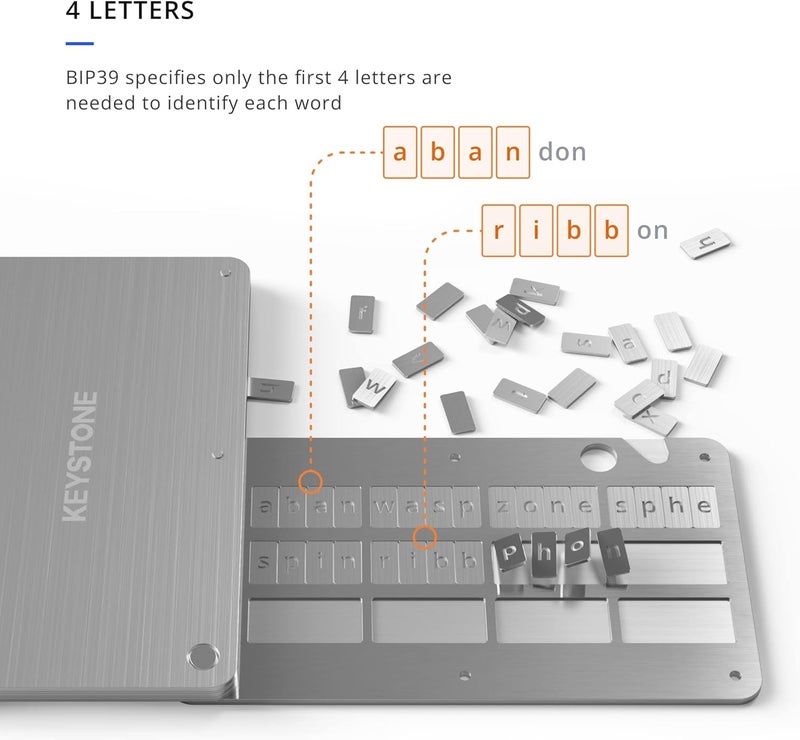 KeyStone Crypto Seed Storage, Crypto Steel Capsule Metal Wallet, Cold Storage Backup, 24 Words Bitcoin Key Phrase Storage, Steel Plate, Compatible with Ledger, Trezor, KeepKey ( Tablet) - Image 2