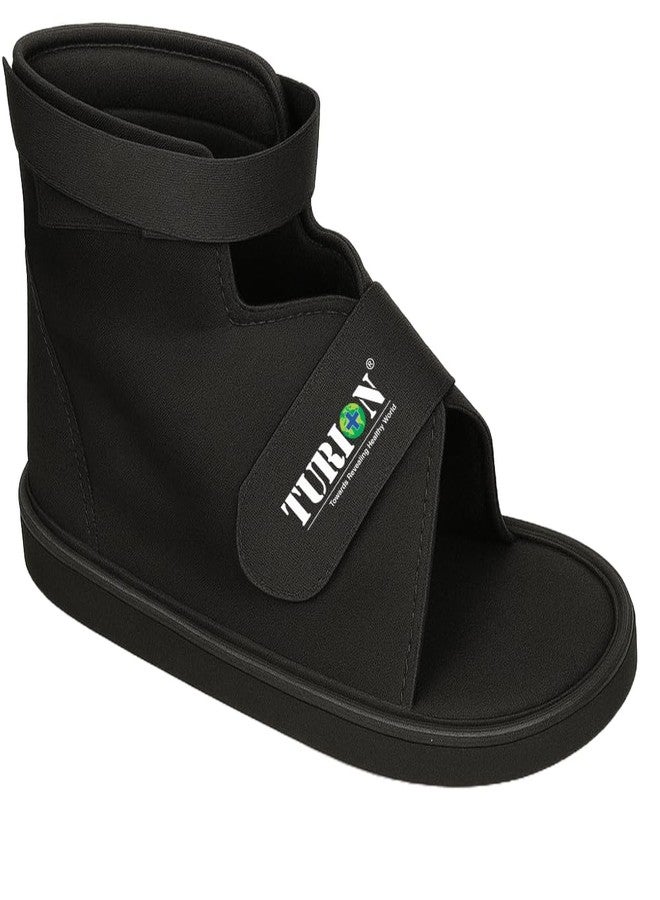 TURION Cast Shoe - Comfortable & Durable Foot Support - Adjustable Fit, Anti-Skid Sole, Lightweight Protection for Plaster Cast & Injured Foot - Universal Fit for Left & Right Foot | Small- Size | Black-Color - Image 1