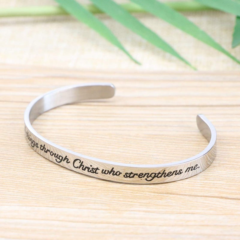MEMGIFT I Can Do all Things Through Christ Who Strengthens me Religious Bracelets for Women Inspirational Christian Gifts Bible Verse Jewelry - Image 3