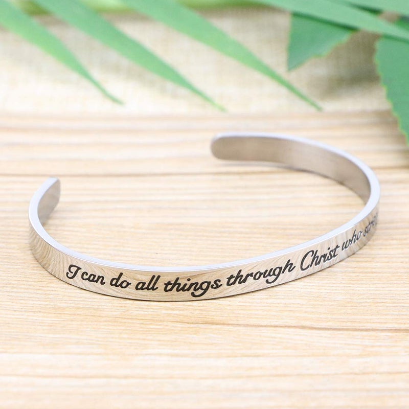 MEMGIFT I Can Do all Things Through Christ Who Strengthens me Religious Bracelets for Women Inspirational Christian Gifts Bible Verse Jewelry - Image 2