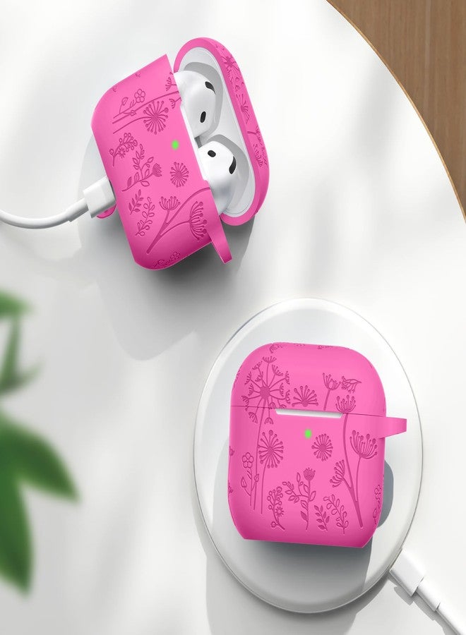 Lerobo for Airpods 4 Case Cover, Cute Flower Engraved Silicone Case for Airpods 4, Full Protective Shockproof Anti-dust Case Cover with Cleaner Kit Compatible with Apple Airpods 4 Case, Rose Pink - Image 5