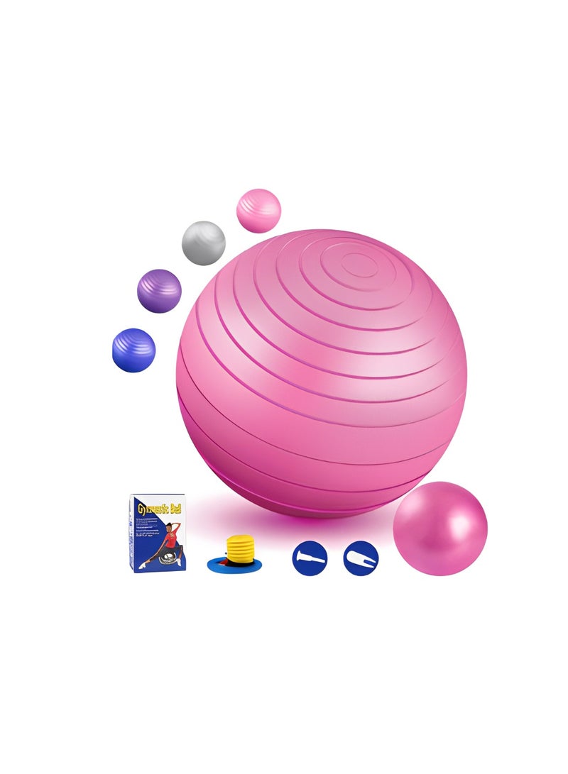 أتش برو كرة اليوغا من إتش برو بحجم 65 سم باللون الوردي| مدرب التوازن والثبات. - Image 1