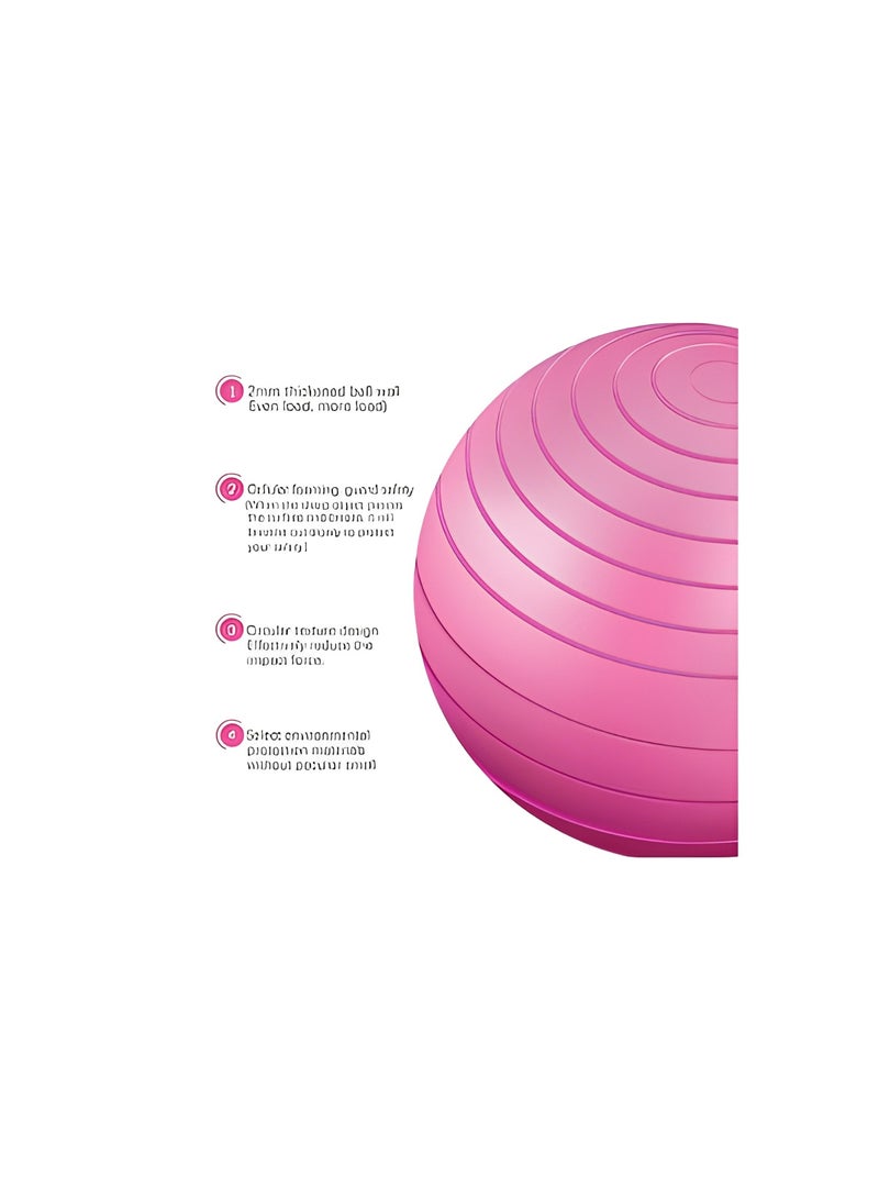 أتش برو كرة اليوغا من إتش برو بحجم 65 سم باللون الوردي| مدرب التوازن والثبات. - Image 2