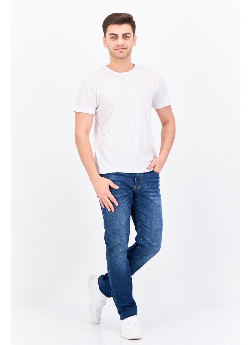 CROSSHATCH Men Straight Fit Washed Stretchable Denim Jeans, Blue  - Image 4