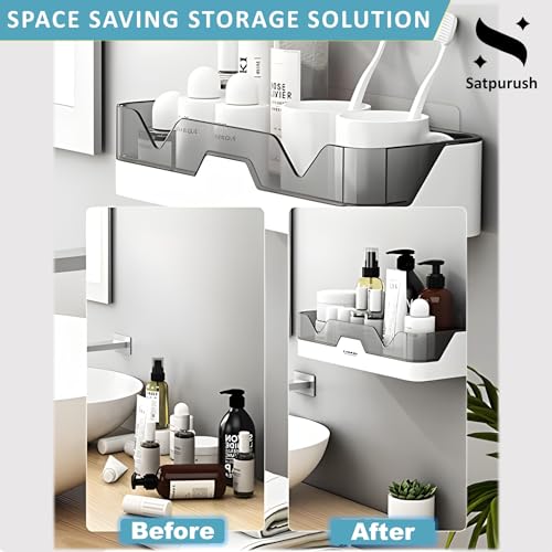 Satpurush Bathroom Accessories, Bathroom Rack, Bathroom Shelf Organizer, Wall Mounted Shelf, Bathroom Hardware and Accessories, Storage Racks (2 Shelf) Plastic, Multicolour - Image 5