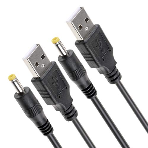 TENINYU USB 2.0 A Male to DC 4.0x1.7mm 5 Volt 24AWG DC Barrel Jack Power Cable 3FT (Max 2.5 Ampere Power Cable, Center PIN Positive), 2Pack - Image 1