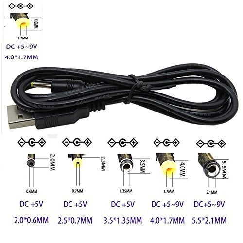 TENINYU USB 2.0 A Male to DC 4.0x1.7mm 5 Volt 24AWG DC Barrel Jack Power Cable 3FT (Max 2.5 Ampere Power Cable, Center PIN Positive), 2Pack - Image 4
