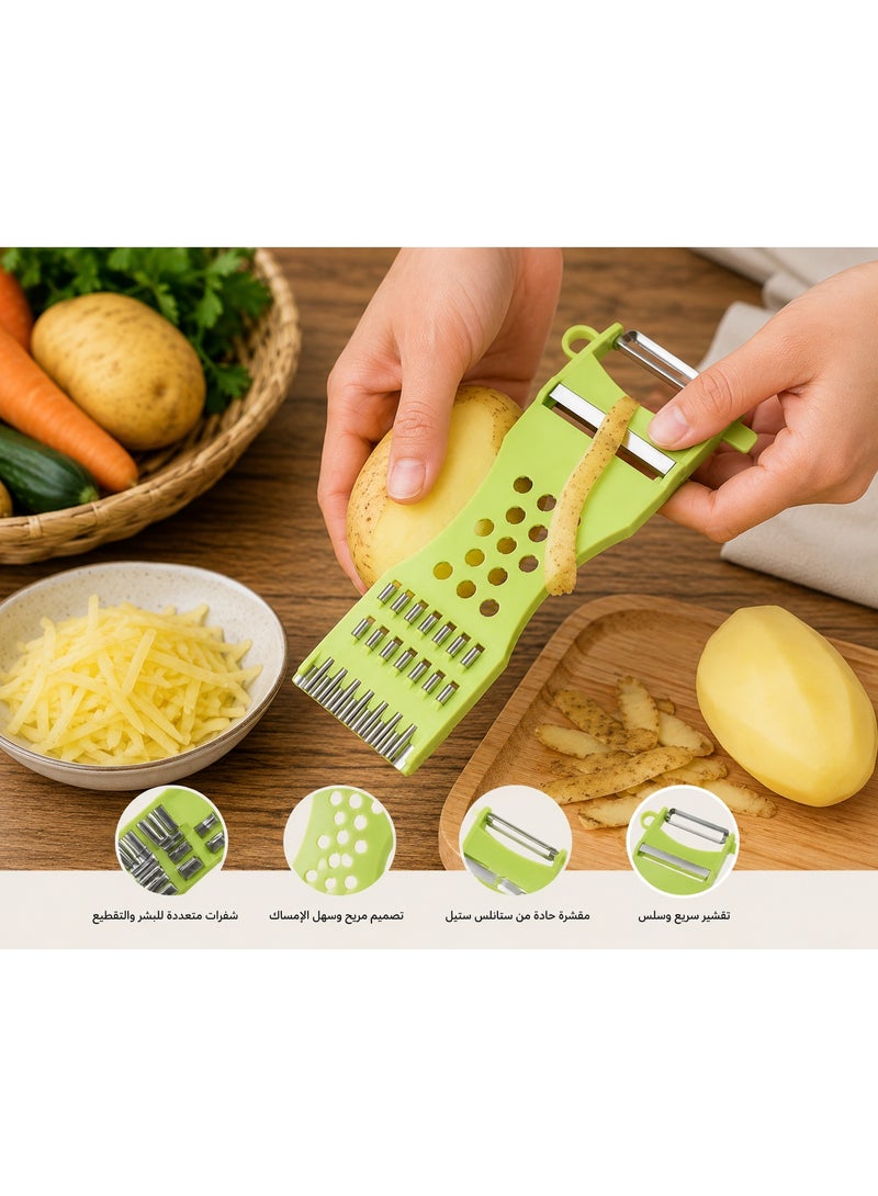 NZONE STORE Multi-Purpose Vegetable Grater, Slicer & Peeler with Stainless Steel Blades, Handheld Kitchen Tool for Peeling, Grating & Slicing Potatoes, Carrots and Vegetables – 17 × 7.4 × 1.2 cm - Image 3