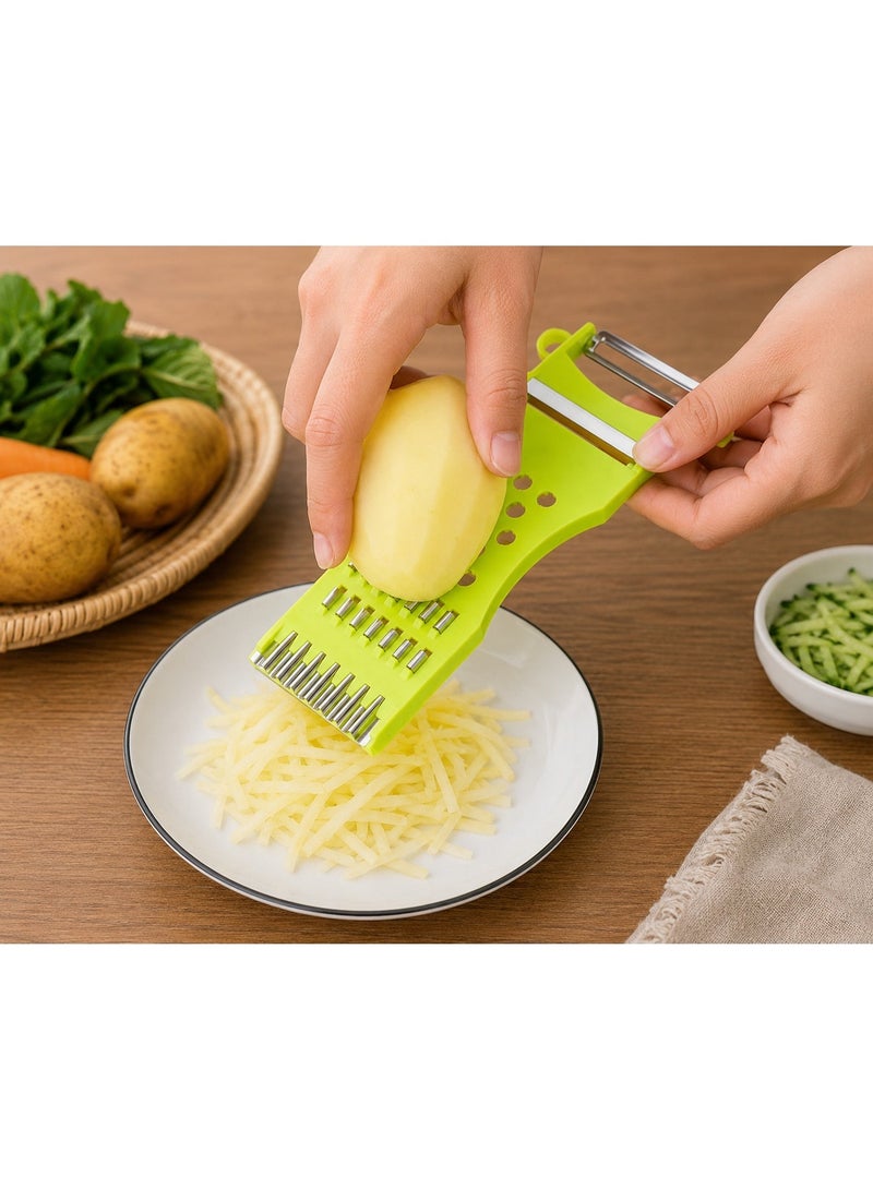 NZONE STORE Multi-Purpose Vegetable Grater, Slicer & Peeler with Stainless Steel Blades, Handheld Kitchen Tool for Peeling, Grating & Slicing Potatoes, Carrots and Vegetables – 17 × 7.4 × 1.2 cm - Image 1