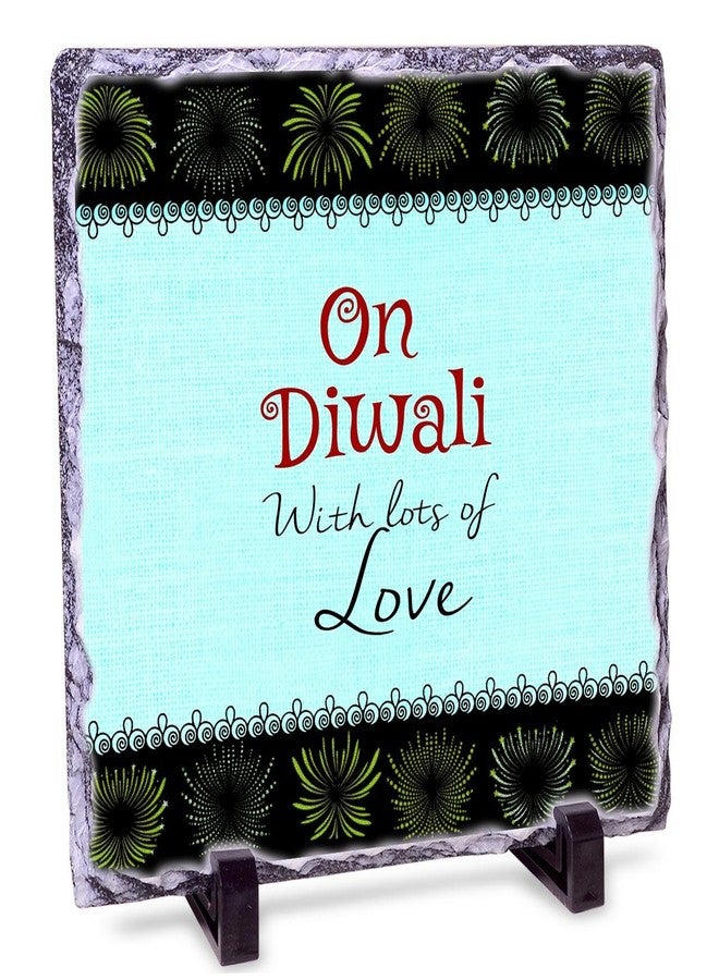Alwaysgift On Diwali with Lots of Love 2 Diyas, Wallet, Smiley Keychain, & Rock Tile Frame Gift Set, pread Joy and Blessings with Thoughtful Gifts - Image 3