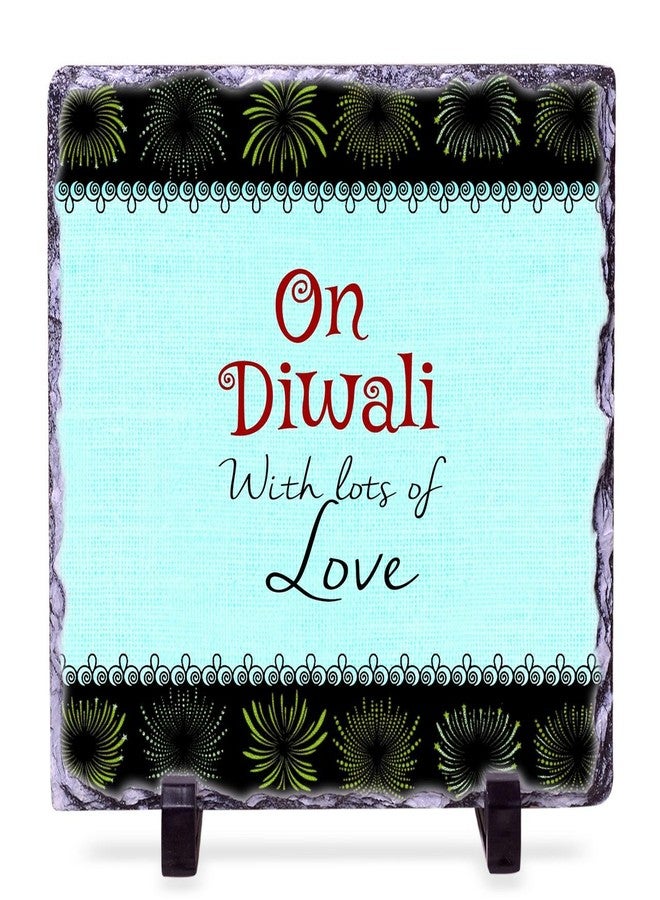 Alwaysgift On Diwali with Lots of Love 2 Diyas, Wallet, Smiley Keychain, & Rock Tile Frame Gift Set, pread Joy and Blessings with Thoughtful Gifts - Image 4