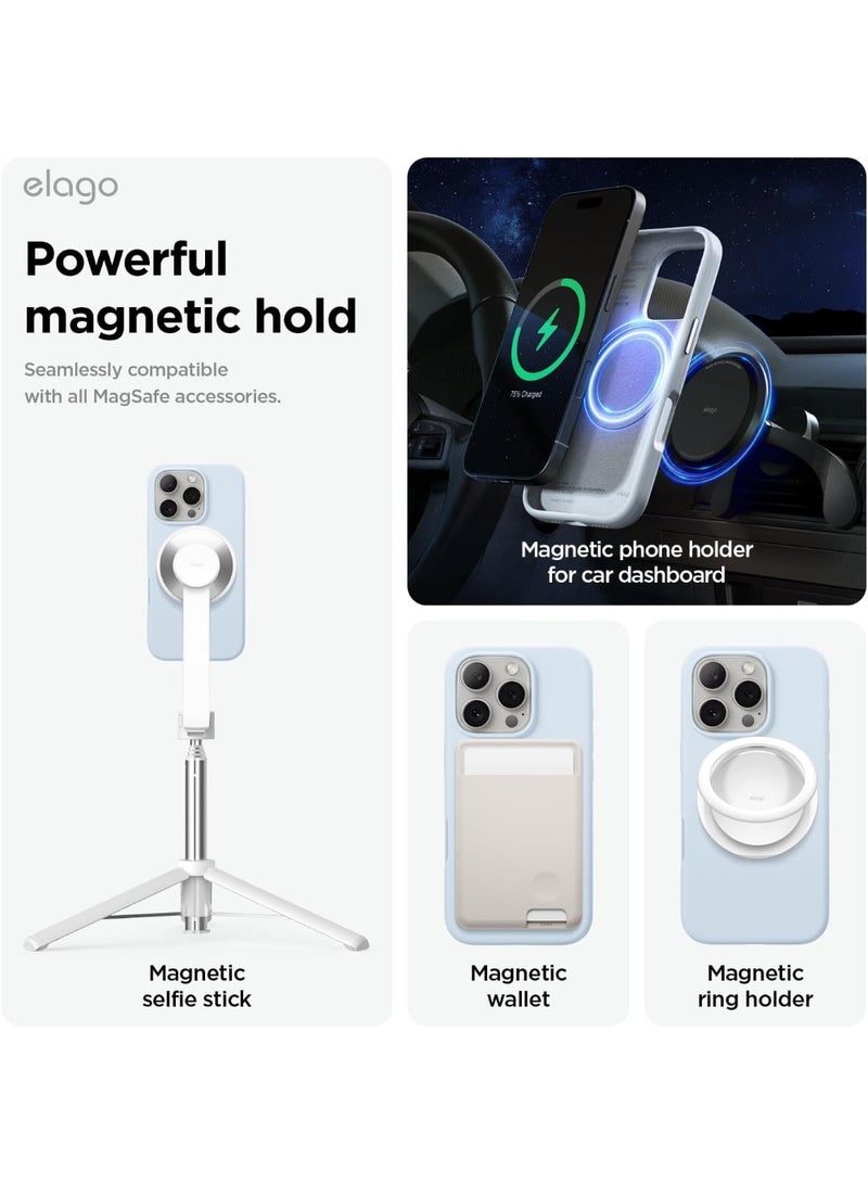 Elago Magnetic Liquid Silicone for iPhone 16 PRO Case Cover Compatible with MagSafe Shockproof - Light Blue - Image 4