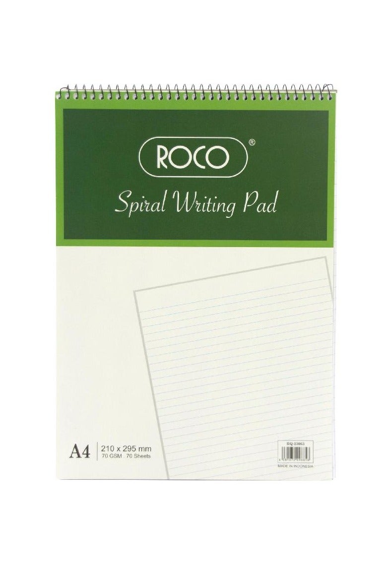 روكو دفتر كتابة قياسي A4، 70 ورقة مسطرة باللون الأبيض - Image 1