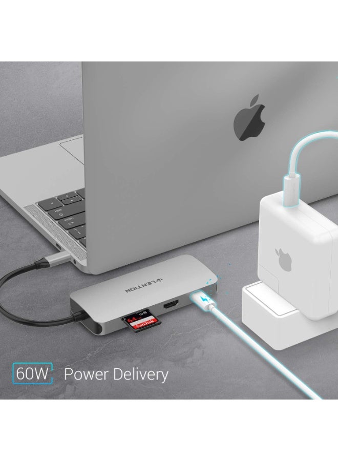 Lention LENTION USB C Hub with 4K HDMI, VGA, SD/Micro SD Card Reader, 3 USB 3.0 & Type C Charging Compatible 2024-2016 MacBook Pro, New Mac Air/Surface, More, Stable Driver Adapter (CB-CE55, Space Gray)  - Image 3