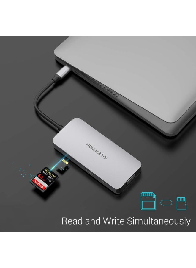 Lention LENTION USB C Hub with 4K HDMI, VGA, SD/Micro SD Card Reader, 3 USB 3.0 & Type C Charging Compatible 2024-2016 MacBook Pro, New Mac Air/Surface, More, Stable Driver Adapter (CB-CE55, Space Gray)  - Image 1