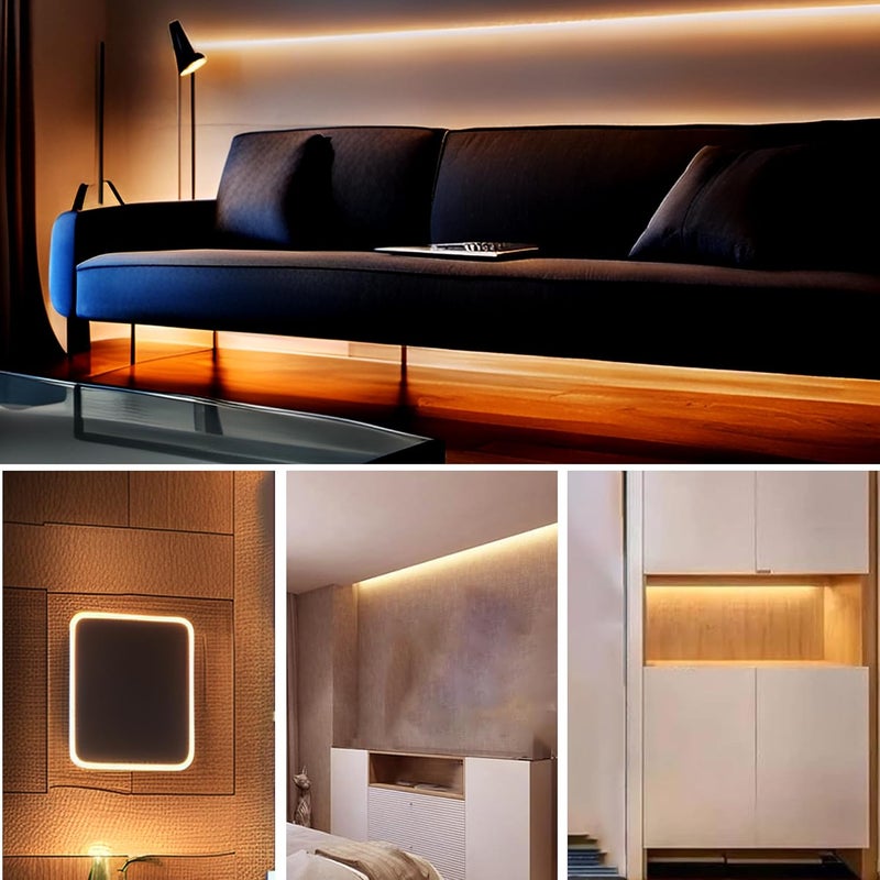 5V USB COB LED Strip Lights with Dimmable Switch,9.84FT/3M,Warm White 3000K,320LEDs/M,8mm Width,Not Waterproof IP20,1.5M USB Switch Cable,for DIY Home Indoor Decoration - Image 3