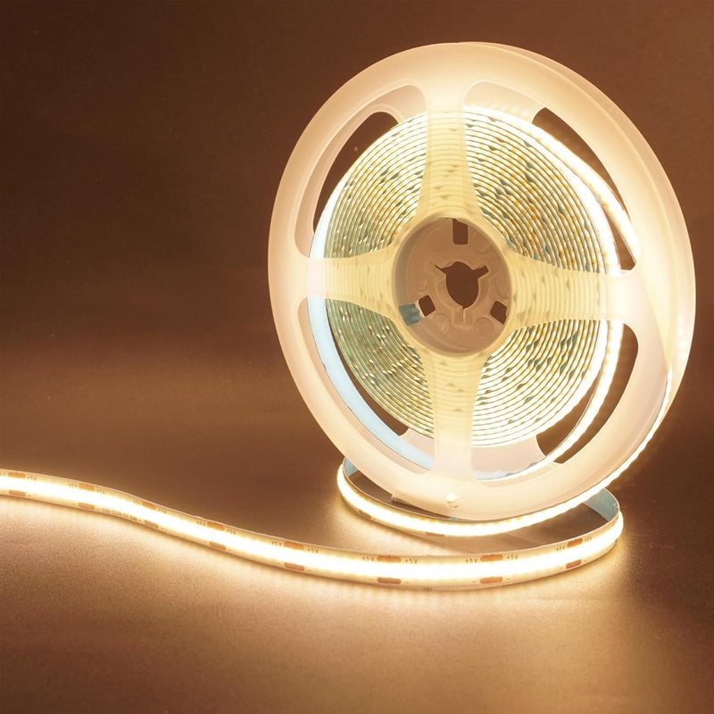 5V USB COB LED Strip Lights with Dimmable Switch,9.84FT/3M,Warm White 3000K,320LEDs/M,8mm Width,Not Waterproof IP20,1.5M USB Switch Cable,for DIY Home Indoor Decoration - Image 2