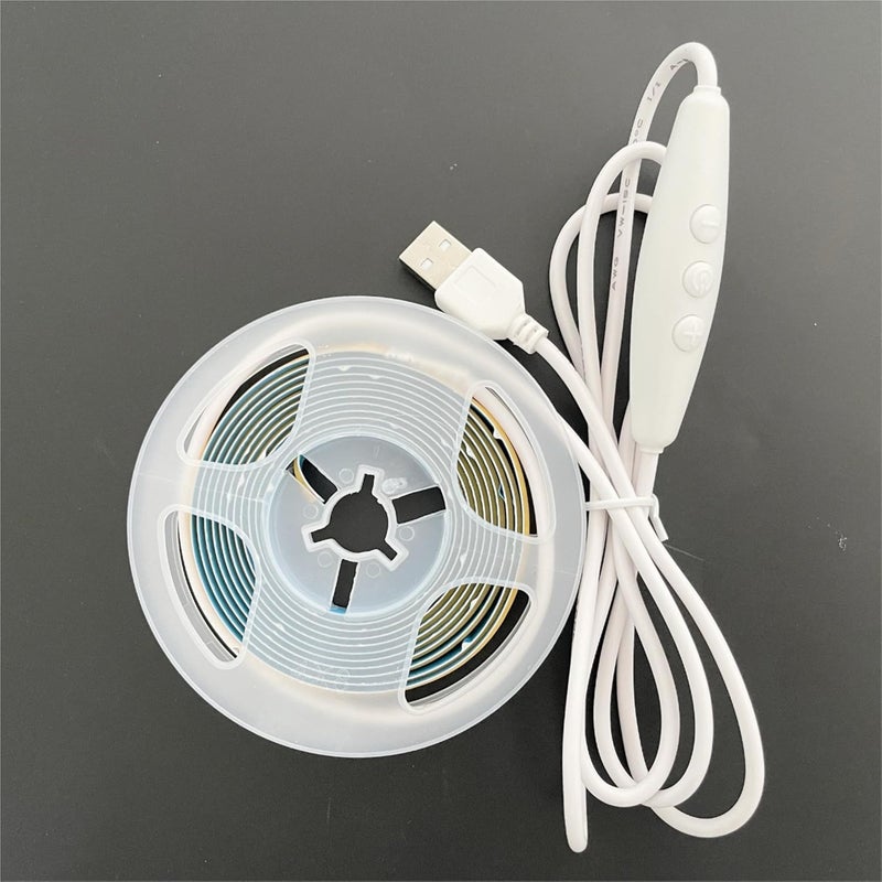 5V USB COB LED Strip Lights with Dimmable Switch,9.84FT/3M,Warm White 3000K,320LEDs/M,8mm Width,Not Waterproof IP20,1.5M USB Switch Cable,for DIY Home Indoor Decoration - Image 5