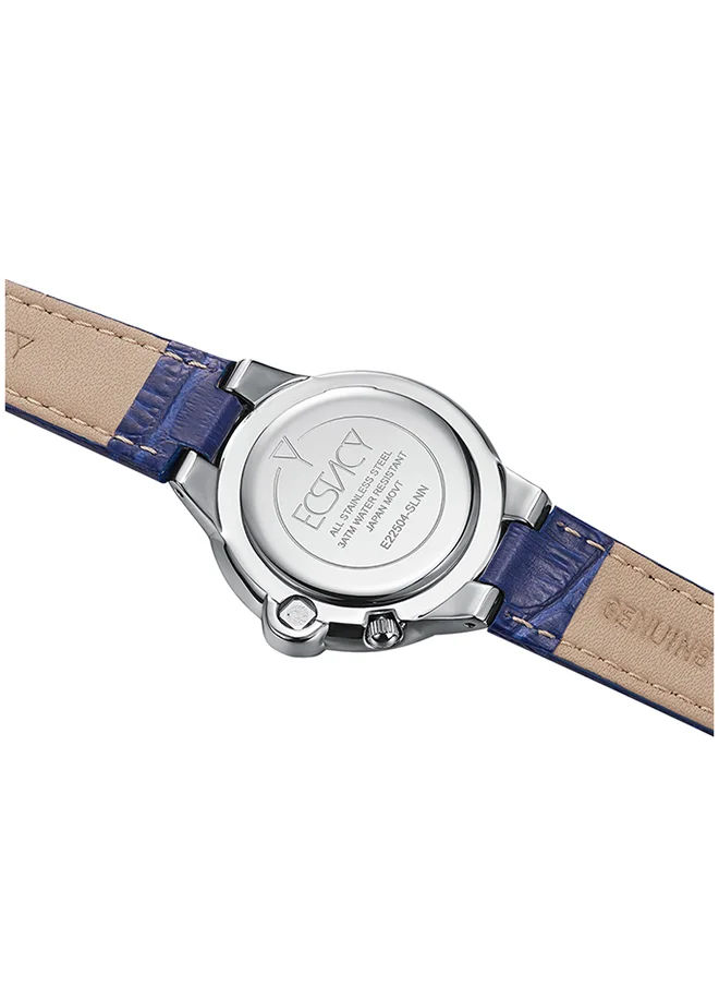 إكستاسي Ecstacy Women's Japan Quartz Movement Watch, Analog Display and Leather Strap - E22504-SLNN, Blue