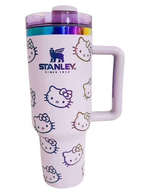 Stanley Quencher H2.0 FlowState Stainless Steel Vacuum Insulated Tumbler with Lid and Straw for Water, Iced Tea or Coffee, Smoothie and More, Starbucks Pink, 40 oz