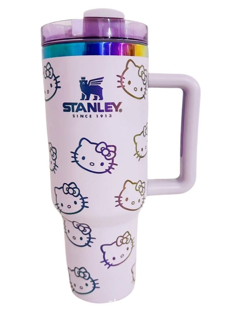 Stanley Quencher H2.0 FlowState Stainless Steel Vacuum Insulated Tumbler with Lid and Straw for Water, Iced Tea or Coffee, Smoothie and More, Starbucks Pink, 40 oz
