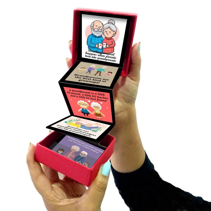 exciting Lives صندوق هدايا رسائل الأجداد - هدية ليوم الأب، الذكرى، عيد الميلاد - هدية للأب، دادا، دادي، نانا، ناني - 8 x 8 x 2.5 سم - Image 3